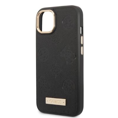 6. Etui Guess Peony Logo Plate MagSafe na iPhone 13 - czarne