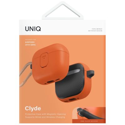 5. Etui UNIQ Clyde Lock Case do AirPods 4 - pomarańczowe