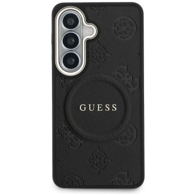 3. Etui Guess Saffiano Peony Embossed Ring MagSafe na Samsung Galaxy S26+ - czarne