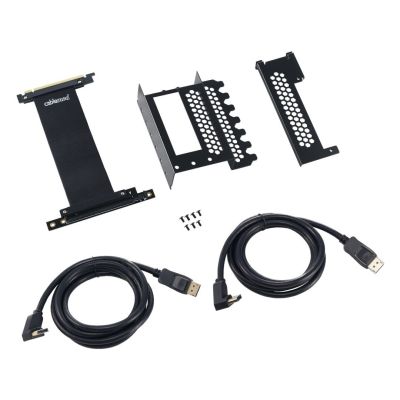 2. Pionowy uchwyt karty graficznej CableMod CM-VPB-2DK-R z typu riser PCIe x16, 2x DisplayPort - czarny