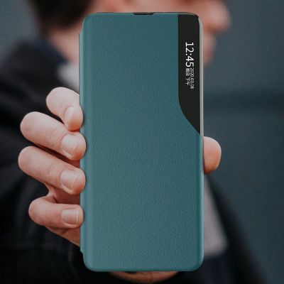 11. Eco Leather View Case elegancki futerał etui z klapką i funkcją podstawki Xiaomi Redmi K40 Pro+ / K40 Pro / K40 / Poco F3 pomarańczowy