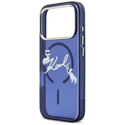 6. Etui Karl Lagerfeld IML Choupettes Karl  Script Logo MagSafe na iPhone 17 Pro - niebieskie
