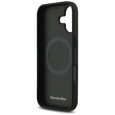 7. Etui Mercedes Plain Smooth Leather MagSafe do iPhone 17 - czarne