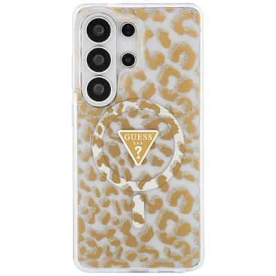 3. Etui Guess IML Leopard Print Triangle MagSafe na Samsung Galaxy S26 Ultra - brązowe