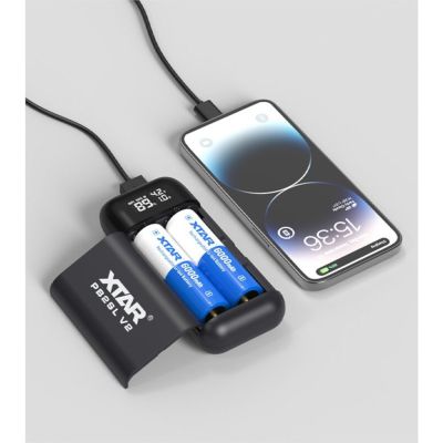 9. XTAR ŁADOWARKA Z FUNKCJĄ POWER BANK DO AKUMULATORÓW CYLINDRYCZNYCH LI-ION 18650/20700/21700 CZARNA - 2 KANAŁY PB2SLV2