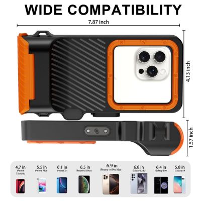 5. Etui wodoodporne Tech-Protect IPX8 Pro na telefon - pomarańczowo-czarne