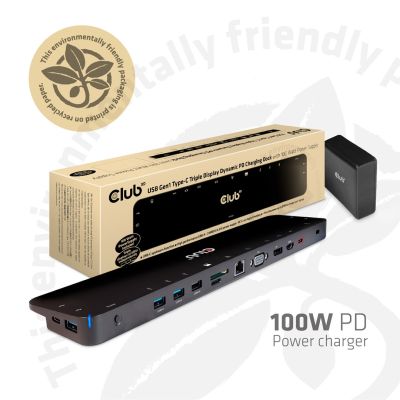 3. Stacja dokująca CLUB3D CSV-1564W100 USB 3.2 Gen 1 (3.1 Gen 1) Type-C Czarny