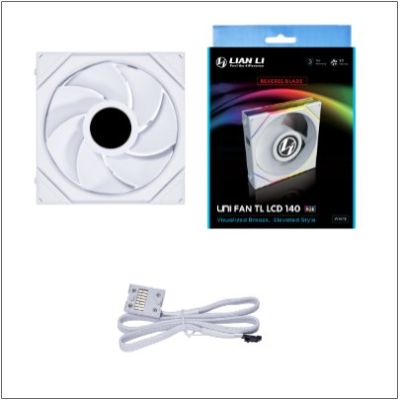 3. Lian Li Uni Fan TL LCD Obudowa komputera, Procesor Wentylator 14 cm Biały 1 szt.