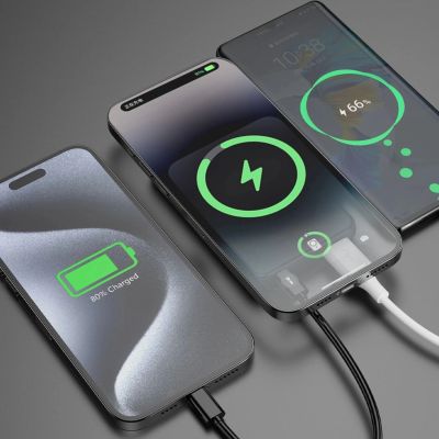 5. Powerbank magnetyczny Dudao K14S+ 10000mAh 22.5W USB-A + USB-C kompatybilny z MagSafe z podstawką - czarny