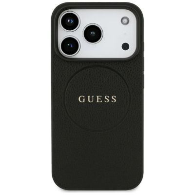 3. Etui Guess Grained Gold Ring MagSafe na iPhone 18 Pro / 17 Pro - czarne