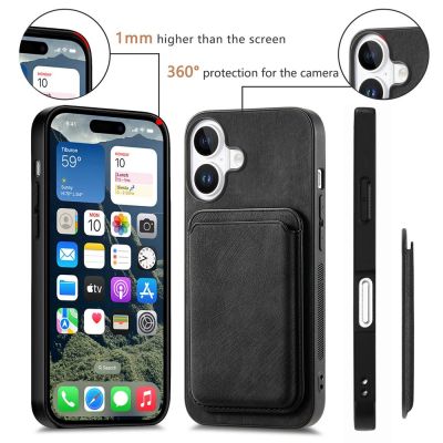 9. Etui na iPhone 17 ze skóry syntetycznej z odpinanym uchwytem na karty kompatybilne z MagSafe - czarne