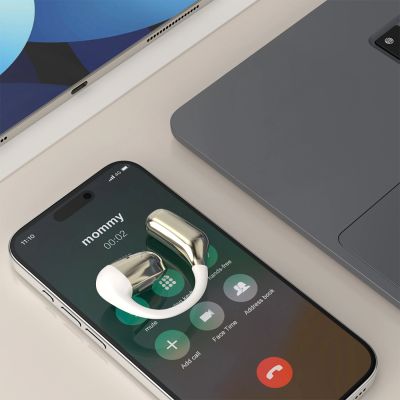 3. Słuchawka zauszna Dudao U4Pro Bluetooth uniwersalna do obu uszu - beżowo-złota