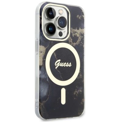 4. Etui Guess Golden Marble MagSafe na iPhone 14 Pro Max - czarne