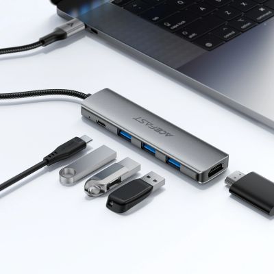 7. Hub USB Acefast J16 stacja dokująca USB-C 5w1 HDMI 4K 60Hz PD90W - szara