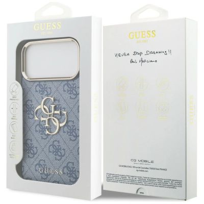 8. Etui Guess 4G Big 4G Classic Logo na iPhone 18 Pro Max / 17 Pro Max - niebiesko-złote
