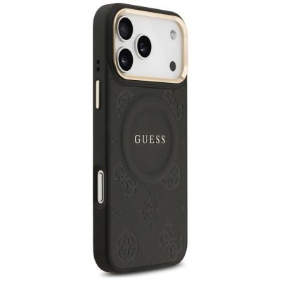 4. Etui Guess Peony Hot Stamp MagSafe na iPhone 17 Pro Max - czarne