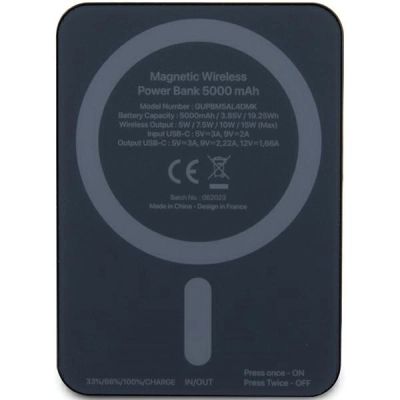 3. Powerbank indukcyjny Guess MagSafe Metal Script Logo 15W 5000mAh - czarny