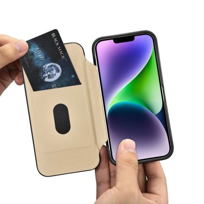 19. iCarer CE Premium Leather Folio Case skórzane etui iPhone 14 Plus z klapką magnetyczne MagSafe czarny (WMI14220715-BK)