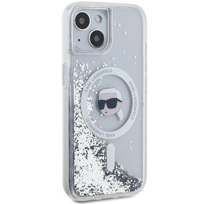 4. Etui Karl Lagerfeld Liquid Glitter Karl Head MagSafe na iPhone 15 / 14 / 13 - przezroczyste