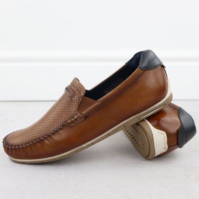 3. Skórzane mokasyny męskie komfortowe wsuwane brązowe Bugatti 321-A2X6G-4000