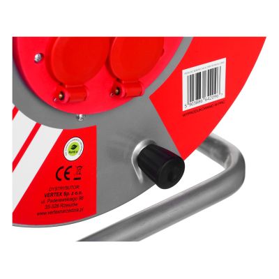 4. Przedłużacz elektryczny  bębnowy 25M VERTEX 3x2,5mm PB25METAL czarny