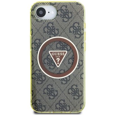 3. Etui Guess IML Metal Glitter 4G Circle Triangle MagSafe na iPhone 16e - brązowe