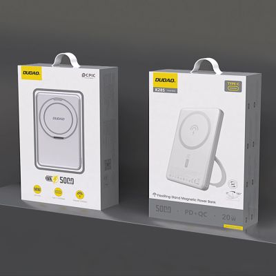 2. Powerbank Dudao K28 10000mAh PD 22.5W z MagSafe z metalową obudową i pierścieniem-podstawką - srebrny