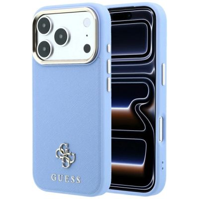 Etui Guess Saffiano Small 4G & Classic Logo MagSafe na iPhone 18 Pro / 17 Pro - jasnoniebieskie