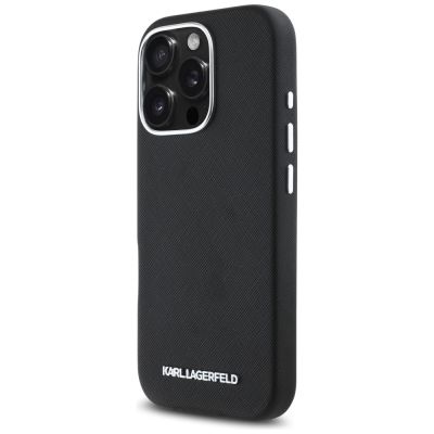 2. Etui Karl Lagerfeld Saffiano Full Wrapped Elongated Metal Logo MagSafe na iPhone 16 Pro Max - czarne