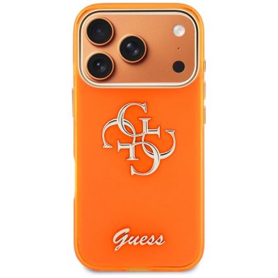 3. Etui Guess IML 4G Script Metal na iPhone 17 Pro - pomarańczowe