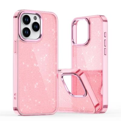5. Etui Glitter Case na iPhone 16 Pro - różowe z brokatem