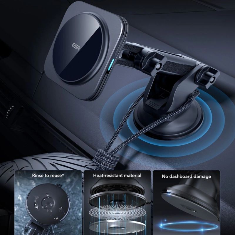 9. Uchwyt samochodowy ESR Halolock Magnetic MagSafe QI2 15W - czarne