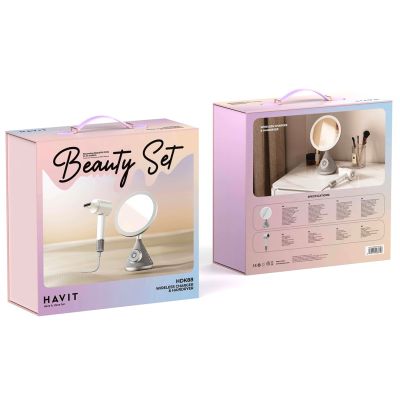 7. ZESTAW SUSZARKA WRAZ Z LUSTERKIEM KOSMETYCZNYM Z FUNKCJA ŁADOWANIA BEZPRZEWODOWEGO