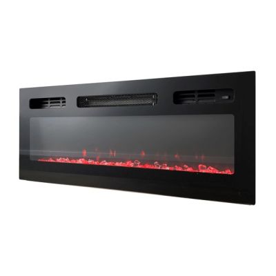 8. Szafka RTV EVA z kominkiem elektrycznym 180x40x52 czarny/czarny połysk