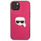 3. Etui Karl Lagerfeld Leather Ikonik Karl's Head Metal na iPhone 13 mini - różowe