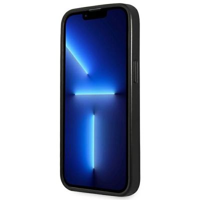 5. Etui Guess Saffiano Triangle Logo na iPhone 14 Pro - srebrne