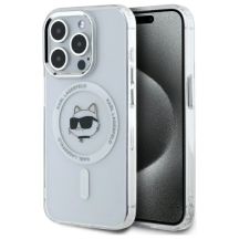 Etui Karl Lagerfeld IML Metal Choupette Head MagSafe na iPhone 15 Pro Max - białe
