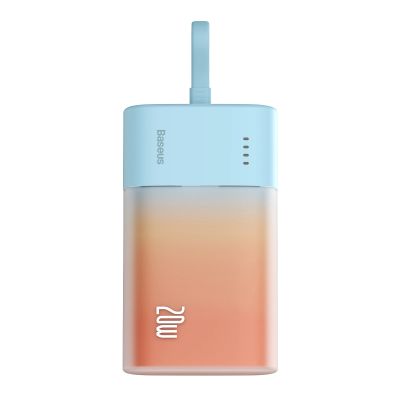 Powerbank Baseus Popsicle 5200mAh 20W z wbudowanym kablem Lightning (+ biały kabel Baseus Simple USB-C - USB-C 60W/20V/3A/30cm) - niebiesko-pomarańczowy