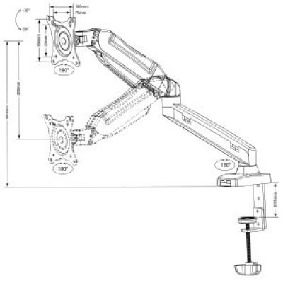 21. Uchwyt biurkowy do monitora Maclean MC-860 (biurkowy; 13" - 27"; max. 8kg)