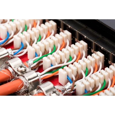 2. Digitus Panel krosowy desktop 12x RJ45, LSA poziom, kat.6A, ekranowany, czarny, prowadnica kabli