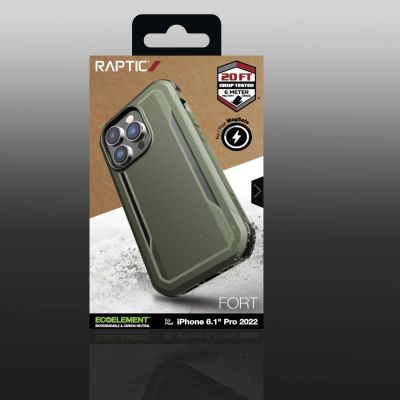 9. Raptic X-Doria Fort Case etui iPhone 14 Pro z MagSafe pancerny pokrowiec zielony