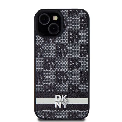 3. Etui DKNY Leather Checkered Mono Pattern & Printed Stripes na iPhone 15 / 14 / 13 - czarne