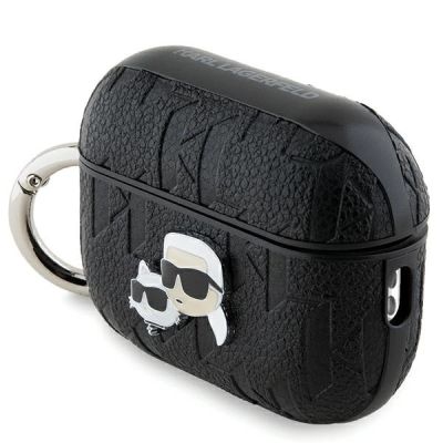 3. Etui Karl Lagerfeld Monogram Karl & Choupette Head na AirPods Pro 2 - czarne