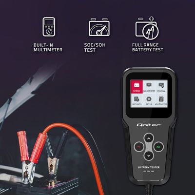 6. Qoltec Cyfrowy tester akumulatora 3w1 z LCD Polskie Menu 6V 12V 24V 10Ah-200Ah