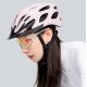 8. Kask rowerowy Rockbros z szybką, odpinane okulary z ochroną UV, odłączany daszek, unisex - różowy