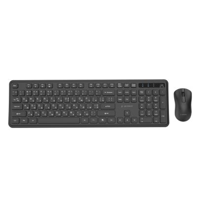 2. GEMBIRD BEZPRZEWODOWY ZESTAW KLAWIATURY + MYSZ SLIM PRO BUSINESS NA BIURKO, CZARNY, UKŁAD RU
