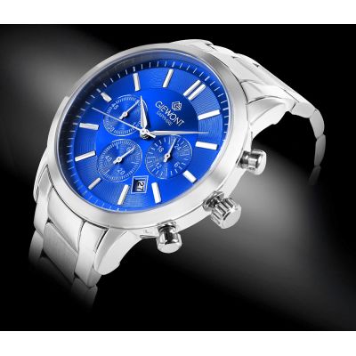 2. Zegarek Męski Giewont Chronograph Sapphire Srebrno Niebieski GW8510-B3