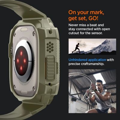 9. Etui z paskiem Spigen Rugged Armor Pro na Apple Watch Ultra (49 mm) - zielone
