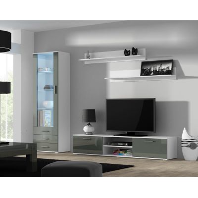 9. Szafka RTV SOHO 180 biały/ szary połysk