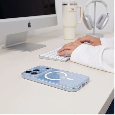 4. Etui Tech-Protect FlexAir MagSafe iPhone 17 Pro / 18 Pro - przezroczysto-brokatowe